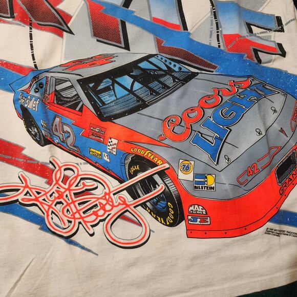 Vintage 1995 Kyle Petty #42 Coors Light NASCAR Tee XL Double Sided Made in USA - Picture 4 of 7